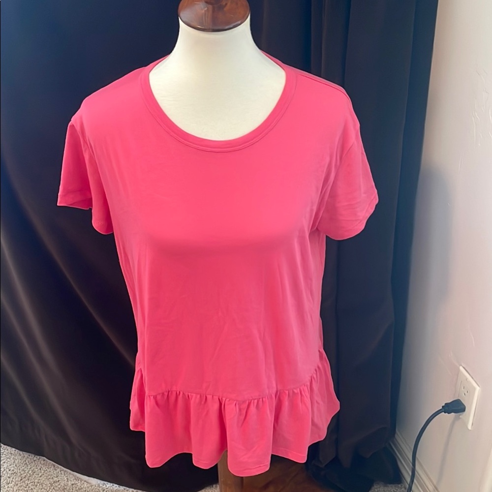 Caslon Pink Ruffle Hem Women's Top